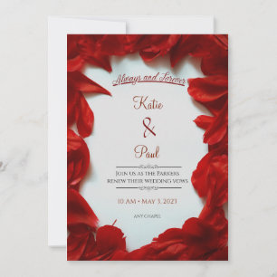 Modern Summer Red Roses Elegant Wedding Invitation