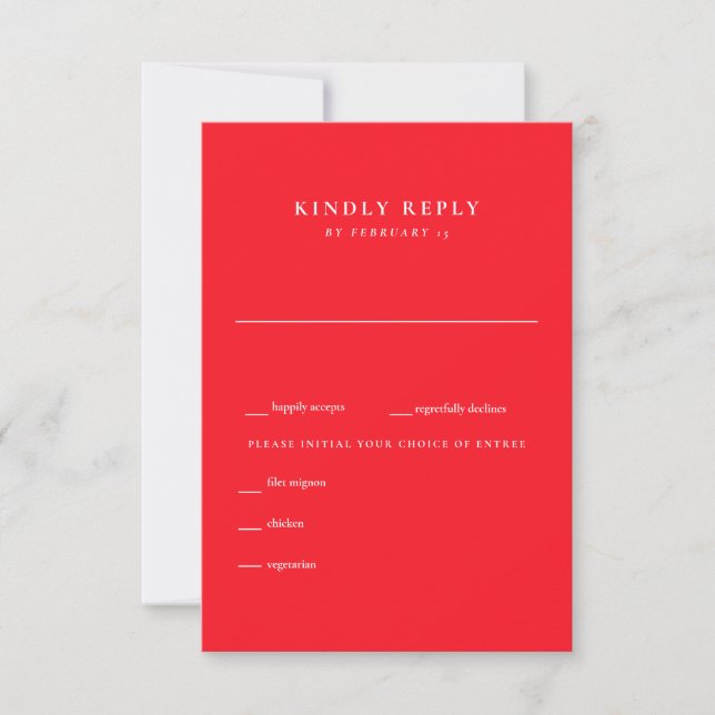  Modern Summer Red Wedding RSVP (Front)