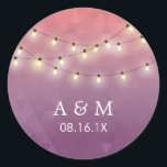 Modern Summer String Lights Purple Wedding Favour Classic Round Sticker<br><div class="desc">Modern Summer String Lights Purple Wedding Favour Stickers.</div>