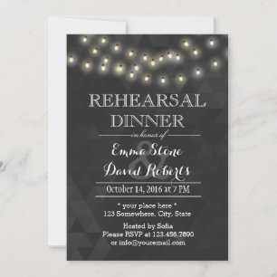 Modern Summer String Lights Rehearsal Dinner Invitation