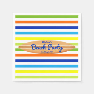 Modern Summer Stripes Beach Party Napkin