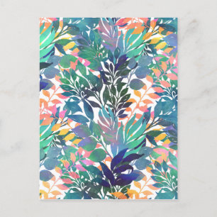 Modern Summer Tropical Watercolor Foliage Design Holiday Postcard