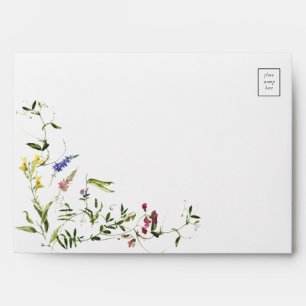 Modern Summer Wildflower Calligraphy Wedding Envelope