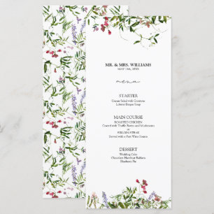 Modern Summer Wildflower Calligraphy Wedding Menu
