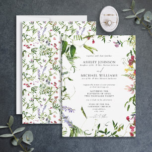 Modern Summer Wildflower Watercolor Wedding Invitation