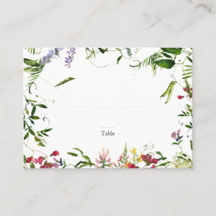 Modern Summer Wildflower Wedding Escort Place Card