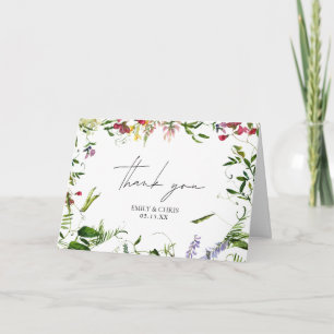 Modern Summer Wildflower Wedding Thank You Card