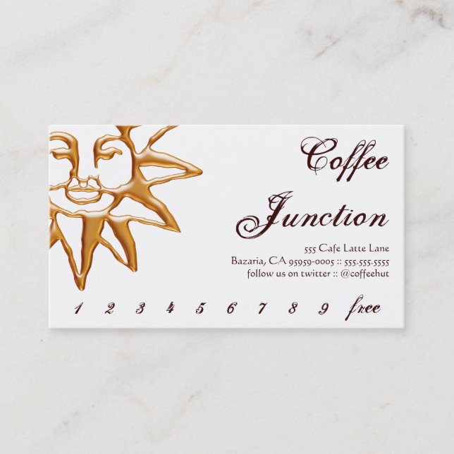 Modern Sun Coffee Drink Loyalty Punch Card (Front)