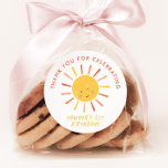Modern Sun Kids Birthday Party Thank You Favour Classic Round Sticker<br><div class="desc">Modern Sun Kids Birthday Party Thank You Favour Stickers with cute sun and modern design. Click the edit button to customise this design with your details.</div>