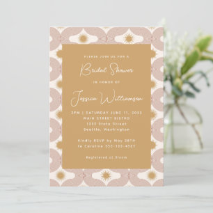 Modern Sun Moon Line Terracotta Gold Bridal Shower Invitation