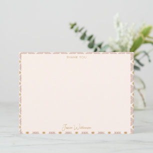 Modern Sun Moon Line Terracotta Gold Personalised Thank You Card
