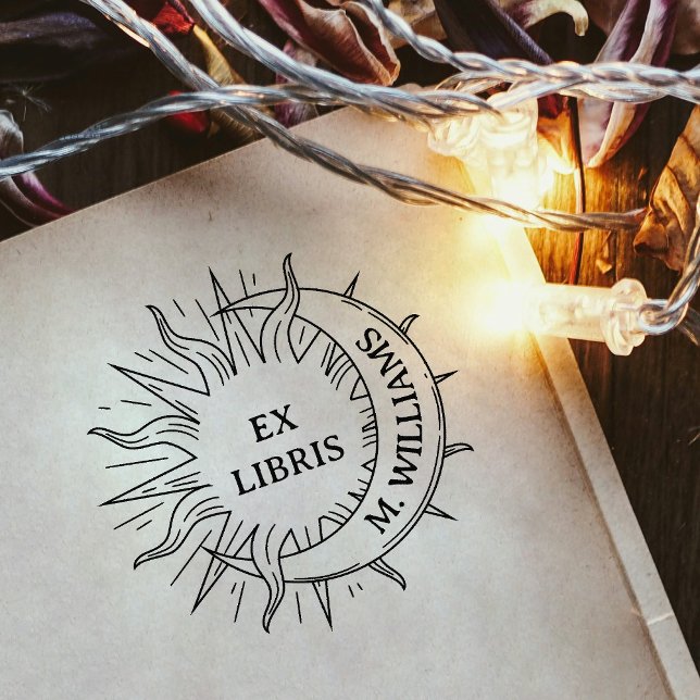 Modern Sun & Moon Personal Library Book Page Paper Self-inking Stamp (Creator Uploaded)