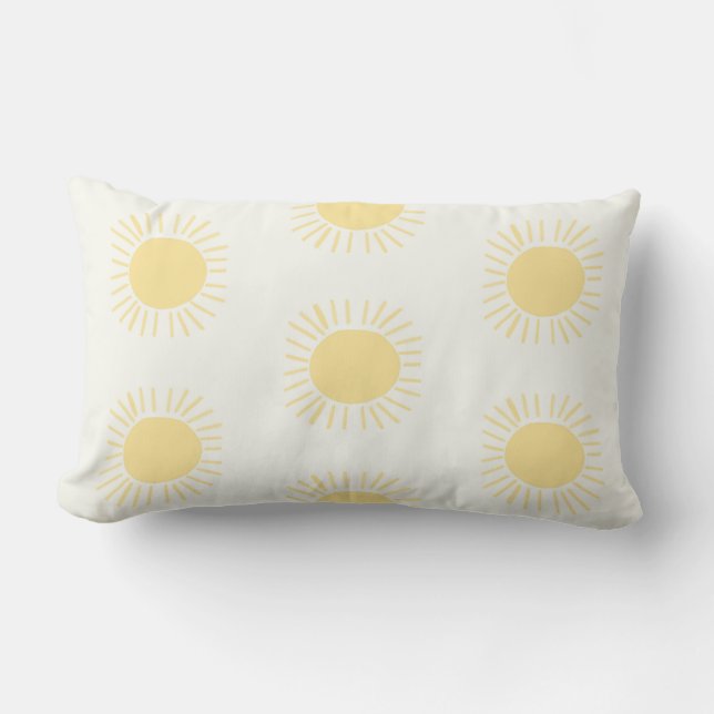 Modern Sun pattern in yellow Lumbar Cushion (Front)