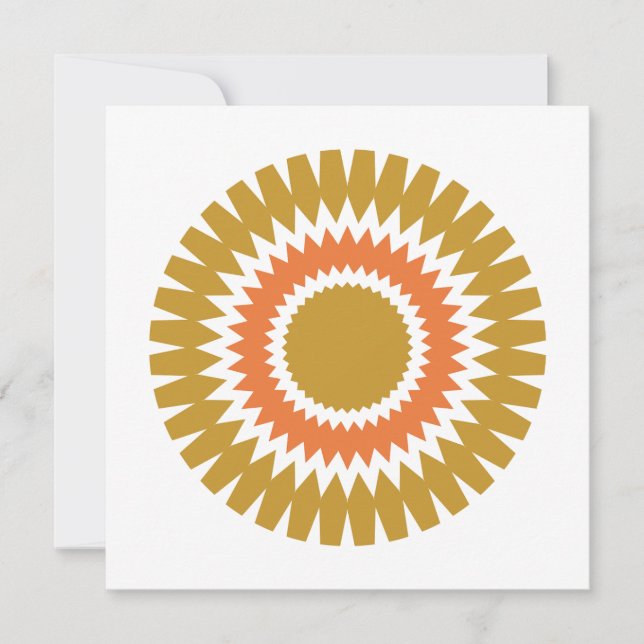 Modern Sunburst Flat Note Card in Orange and Gold (Front)