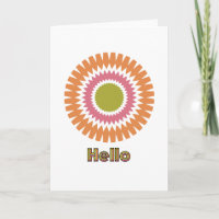 Modern Sunburst Note Card in Orange and Olive