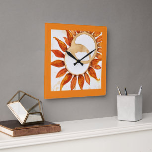 Modern Sunflower Art Large Clock