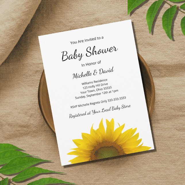 Modern Sunflower Baby Shower Gender Neutral  Invitation (Creator Uploaded)