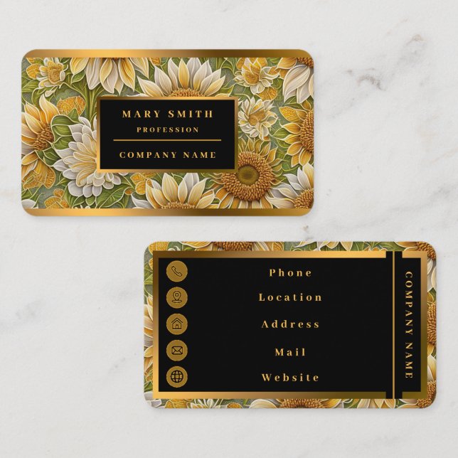 Modern Sunflower Beautiful Collection Business Card (Front/Back)