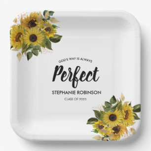 Modern Sunflower Bible Quote  Paper Plate