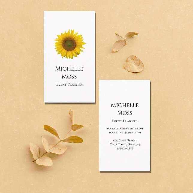 Modern Sunflower Boho Botanical Event Planner  Business Card (Creator Uploaded)