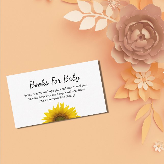 Modern Sunflower Books Request Baby Shower Enclosure Card (Creator Uploaded)