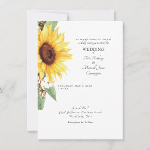 Modern Sunflower Bride Parents Simple Wedding Invitation