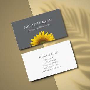 Modern Sunflower Classic Gray Elegant Business Card