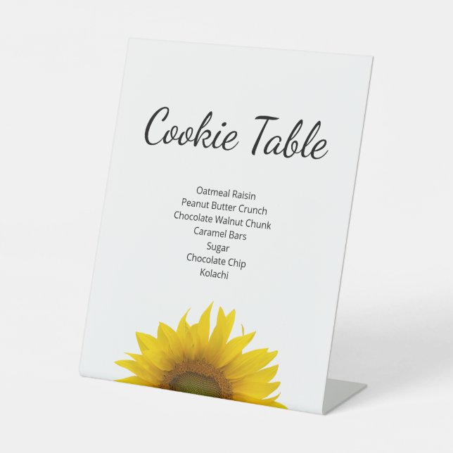 Modern Sunflower Cookie Table Baby Shower  Pedestal Sign (Front)