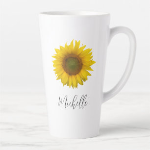 Modern Sunflower Elegant Script Typography Latte Mug