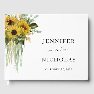 Modern Sunflower Eucalyptus Wedding Guest Book