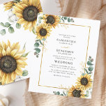 Modern Sunflower Eucalyptus Wedding Invitation<br><div class="desc">Floral Sunflower Eucalyptus Wedding Invitation featuring bright floral with succulent greenery on white background with a modern layout. Easily edit this invitation by clicking the "Personalize" button</div>