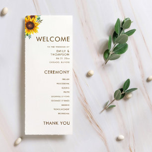 Modern Sunflower Floral Botanical Wedding Programme
