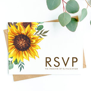Modern Sunflower Floral Botanical Wedding RSVP Card