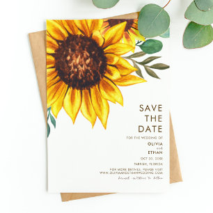Modern Sunflower Floral Botanical Wedding Save The Date