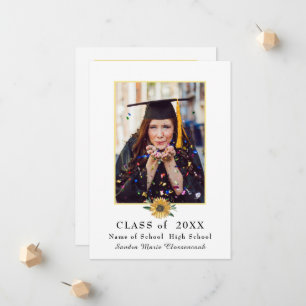 Modern Sunflower floral graduation Announcement