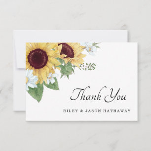 Modern Sunflower Floral Thank You Card