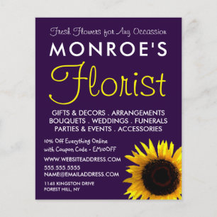 Modern Sunflower, Floristry Advertising Flyer