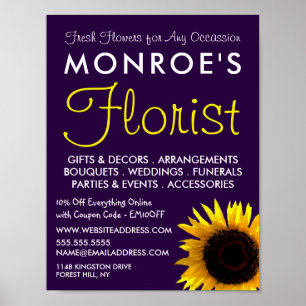 Modern Sunflower, Floristry Advertising Poster