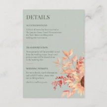Modern Sunflower Garden Wedding Details Card