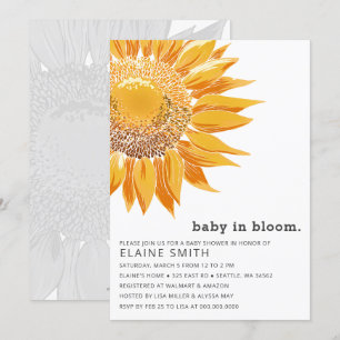 Modern Sunflower Gender Neutral Baby Shower Invitation