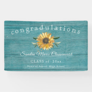 Modern Sunflower graduation Rustic  Wood Banner