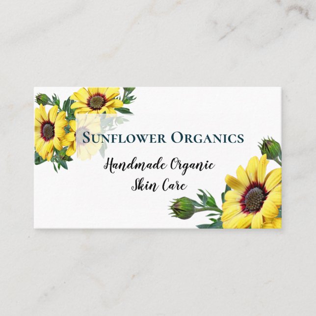 Modern Sunflower Home Business Skin Care Card (Front)