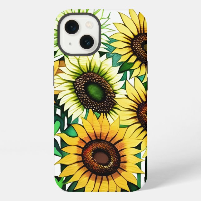 Modern Sunflower Illustration  iPhone Case (Back)