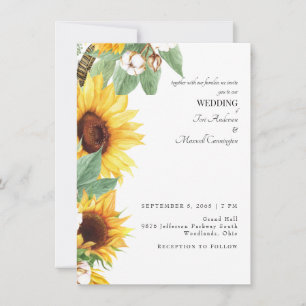 Modern Sunflower No Parents Wedding Invitation