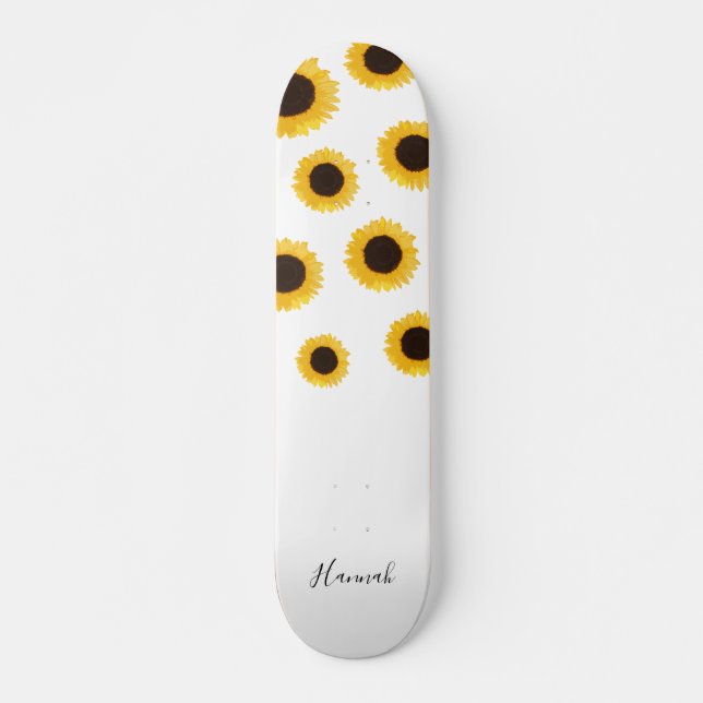 Modern Sunflower Personalised Skateboard (Front)