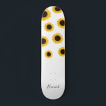 Modern Sunflower Personalized Skateboard<br><div class="desc">Stand out from the crowd with this trendy yellow sunflower skateboard deck. Use the template tools to personalize with a name.</div>