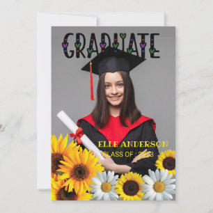 Modern Sunflower Photo  Graduation Holiday Card