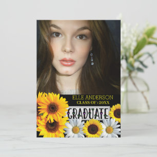 Modern Sunflower Photo Graduation Invitation