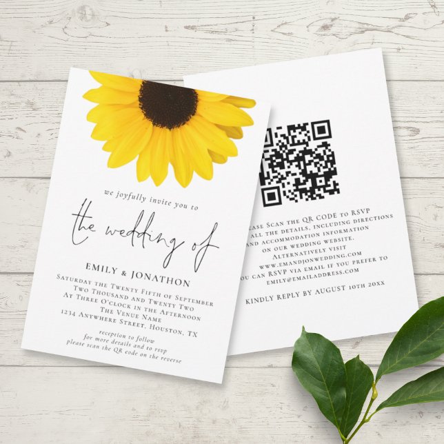 Modern Sunflower QR Code Wedding Invitation (Creator Uploaded)