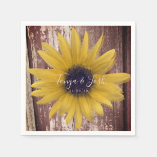 Modern Sunflower Realistic Photo Farmhouse Rustic Napkin